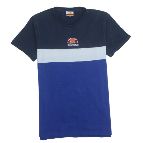 Ellesse Men's Navy Blue Colourblock Crew Neck T-Shirt XS