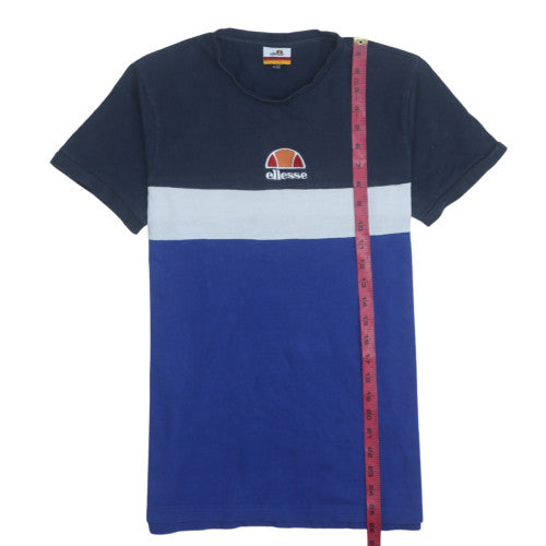 Ellesse Men's Navy Blue Colourblock Crew Neck T-Shirt XS