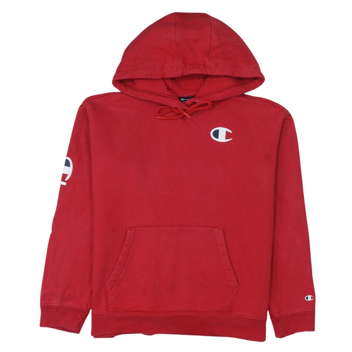 Champion Men's Red Pullover Hoodie Medium Logo Fleece Sweatshirt