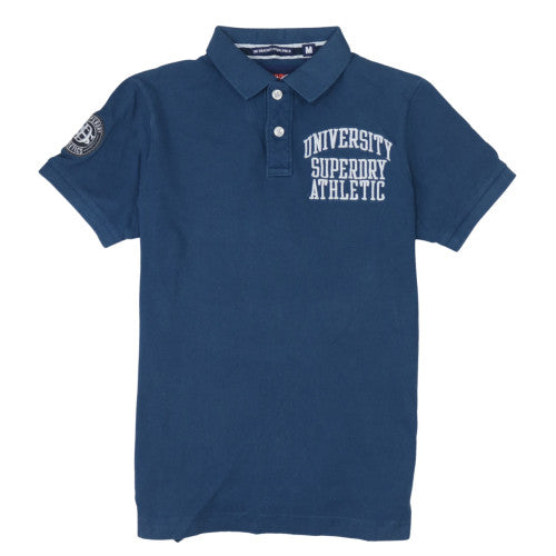 Superdry Men's Blue Classic Pique Polo Shirt Size M Embroidered