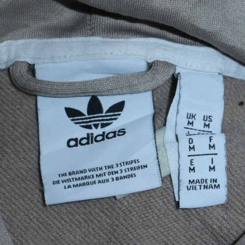 Adidas Men's Beige Full Zip Hooded Sweatshirt Size M