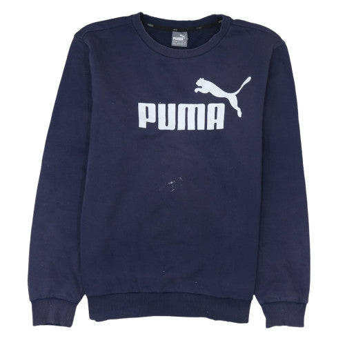Puma Men's Blue Crew Neck Logo Pullover Sweatshirt Size M