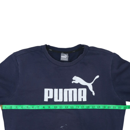 Puma Men's Blue Crew Neck Logo Pullover Sweatshirt Size M