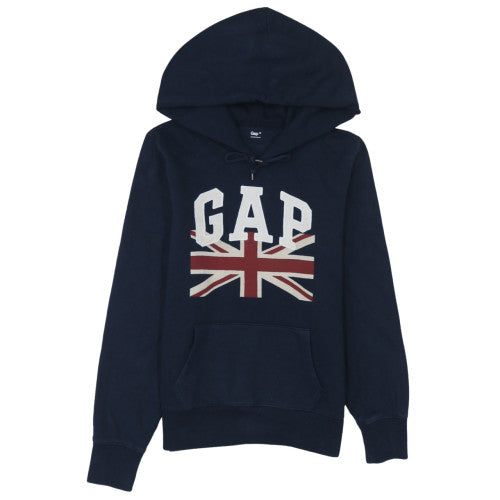 GAP Women's Navy Hoodie Medium Union Jack Graphic Pullover