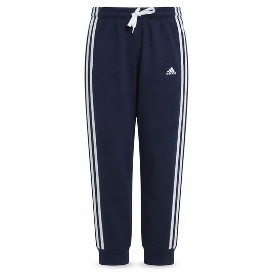 Front view of Adidas boys’ blue 13-14 years jogger activewear trousers with side stripes