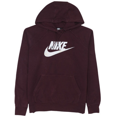 Nike Women's Burgundy Pullover Hoodie Small Cotton Logo Sweatshirt