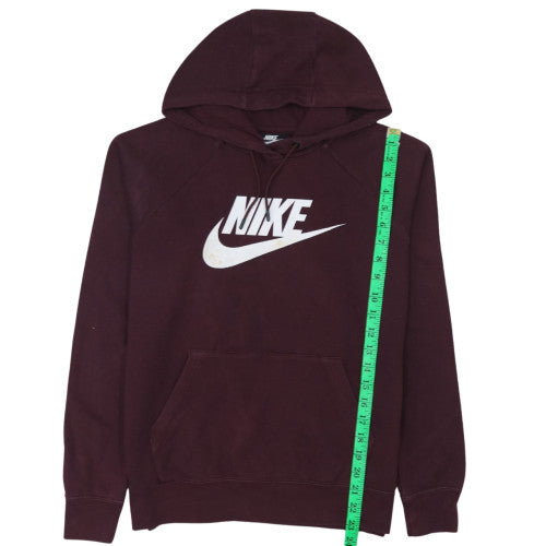 Nike Women's Burgundy Pullover Hoodie Small Cotton Logo Sweatshirt