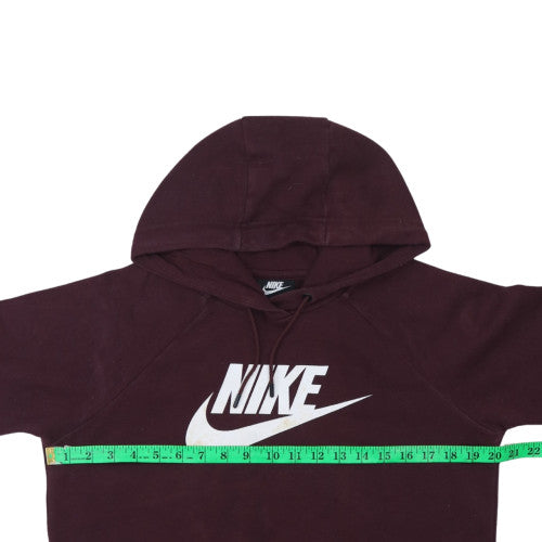 Nike Women's Burgundy Pullover Hoodie Small Cotton Logo Sweatshirt
