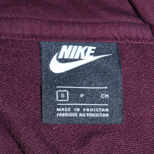 Nike Women's Burgundy Pullover Hoodie Small Cotton Logo Sweatshirt