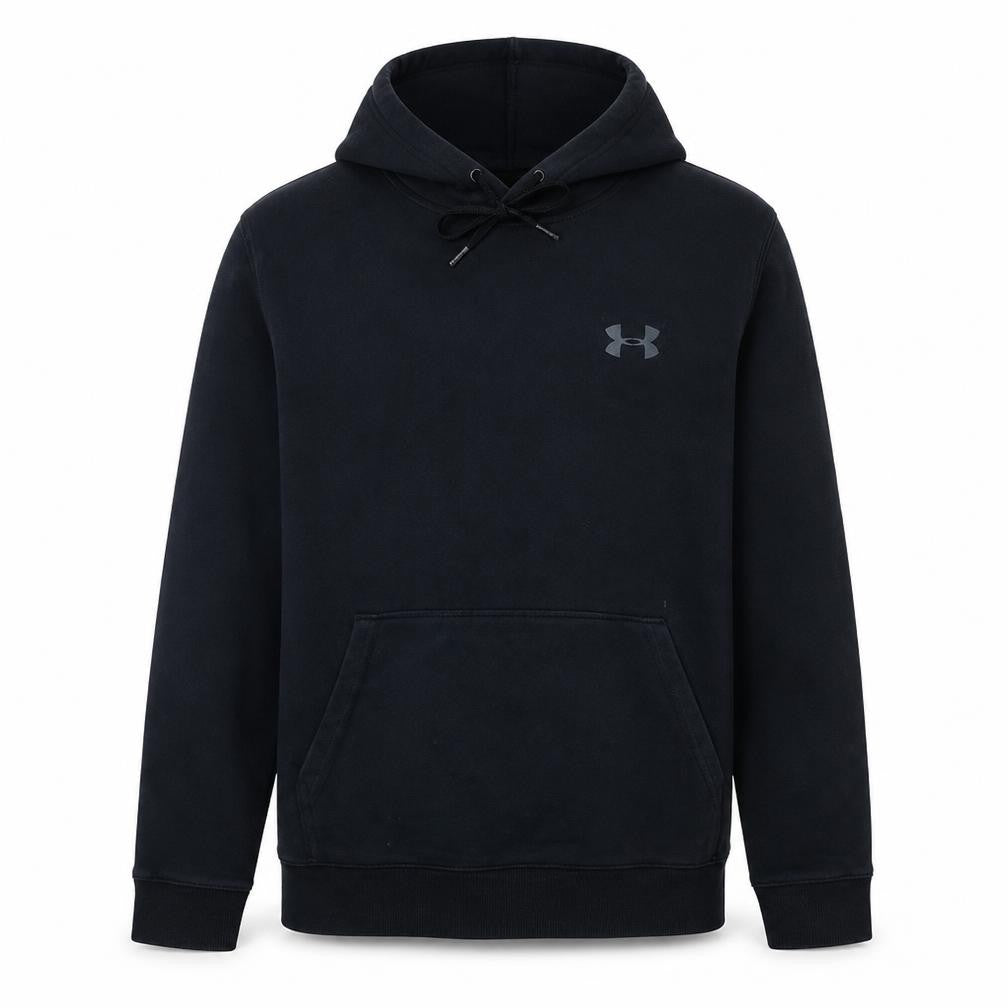 Front view of Under Armour Men Black L Pullover Hoodie Athletic Fleece Sports