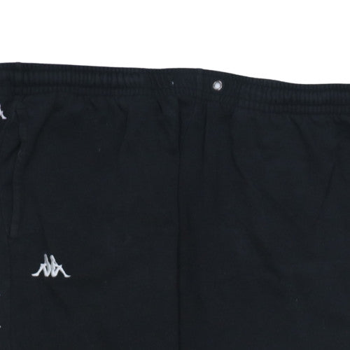 Kappa Mens Black XL Jogger Trousers Fleece Logo Elastic Waist Sportswear
