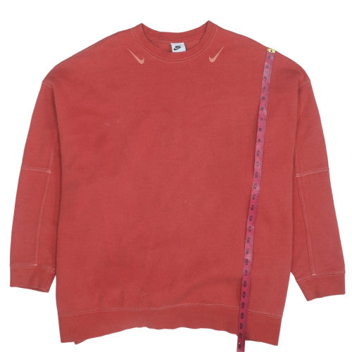 Nike Men's Red Pullover Sweatshirt L Relaxed Fit Fleece Logo Crew Neck