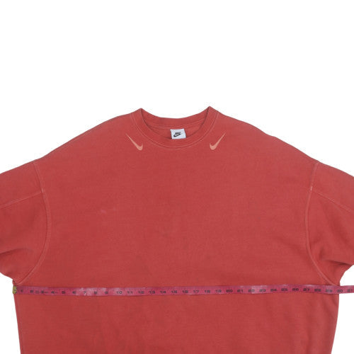 Nike Men's Red Pullover Sweatshirt L Relaxed Fit Fleece Logo Crew Neck