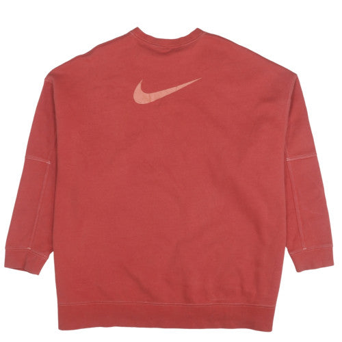 Nike Men's Red Pullover Sweatshirt L Relaxed Fit Fleece Logo Crew Neck