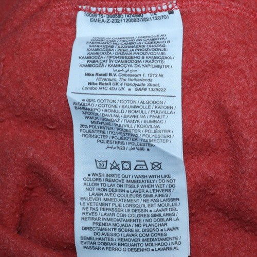 Nike Men's Red Pullover Sweatshirt L Relaxed Fit Fleece Logo Crew Neck