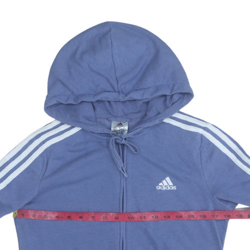 Adidas Women Blue Full Zip Hoodie S 8-10 Cotton Casual Hooded Sweatshirt