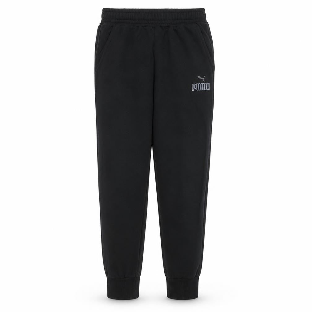 Front view of Puma Men Black Jogger Sweatpants M Regular Fit Fleece Activewear