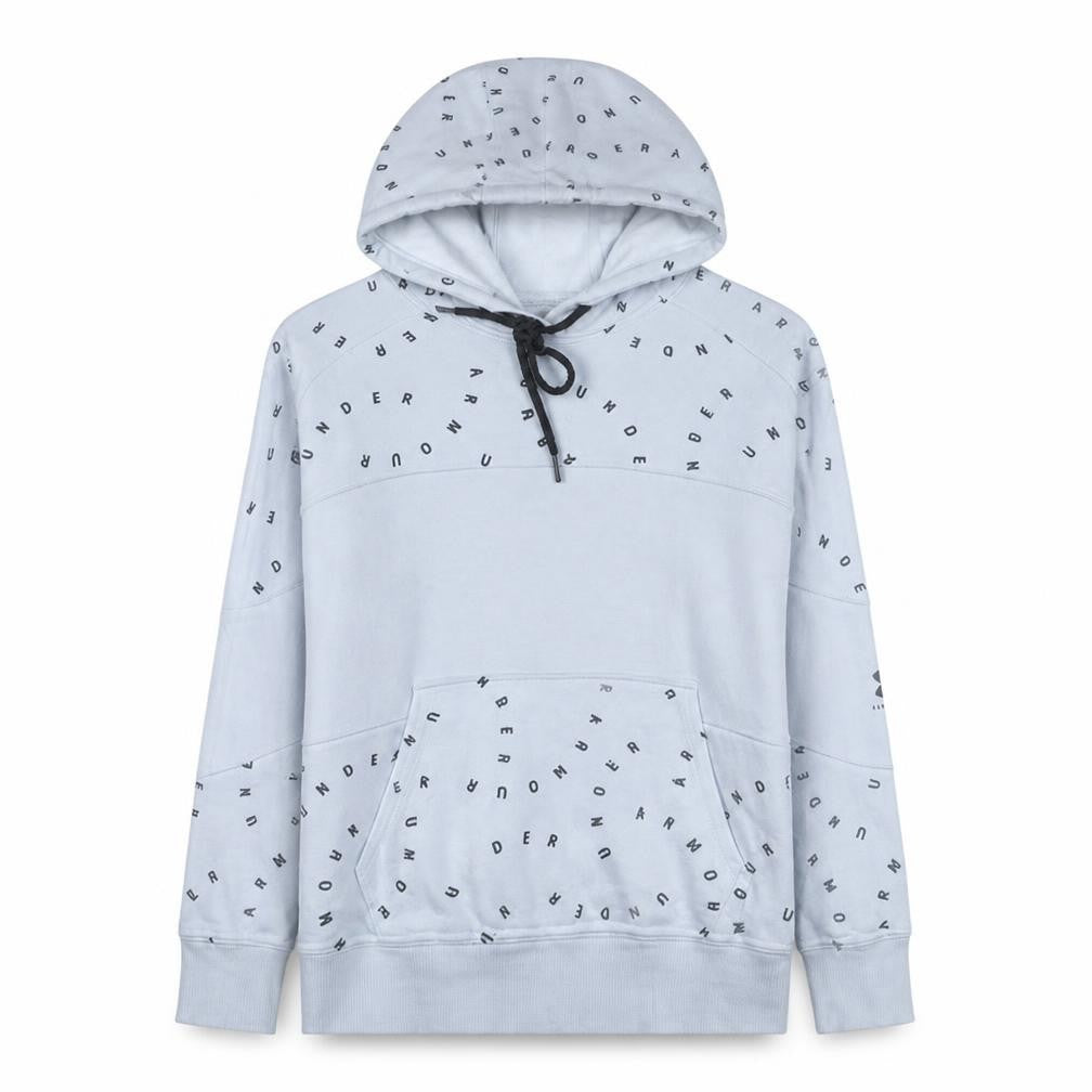 Front view of Under Armour Men's White Graphic Pullover Hoodie, size S