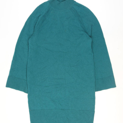 Jaeger Women’s Green Wool Cashmere Mock Neck Jumper Size S