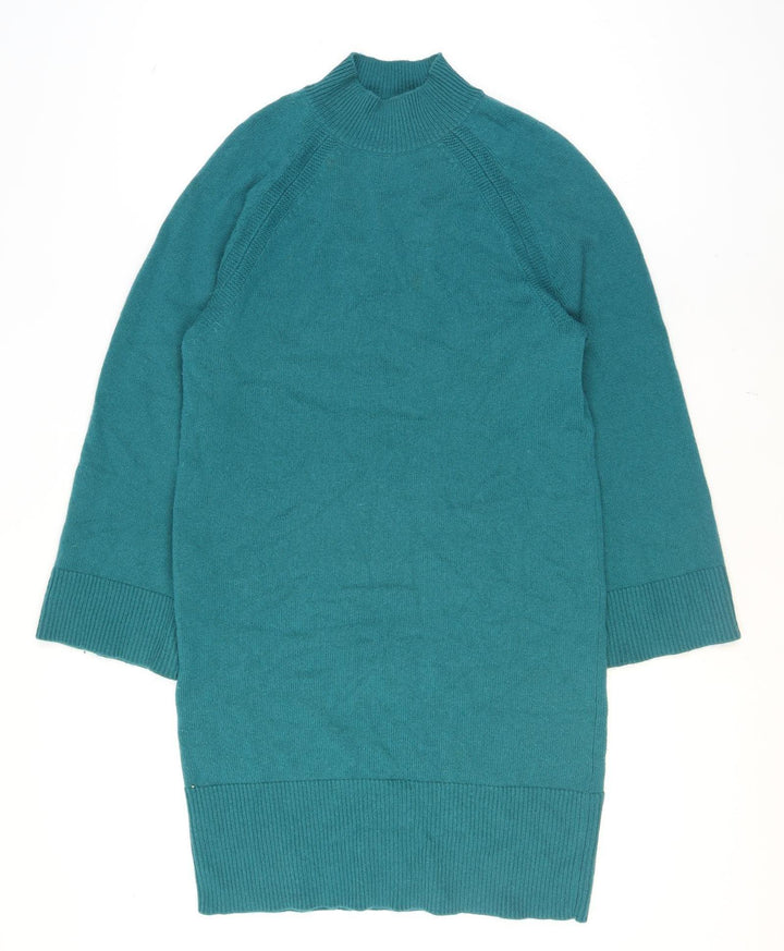 Jaeger Women’s Green Wool Cashmere Mock Neck Jumper Size S