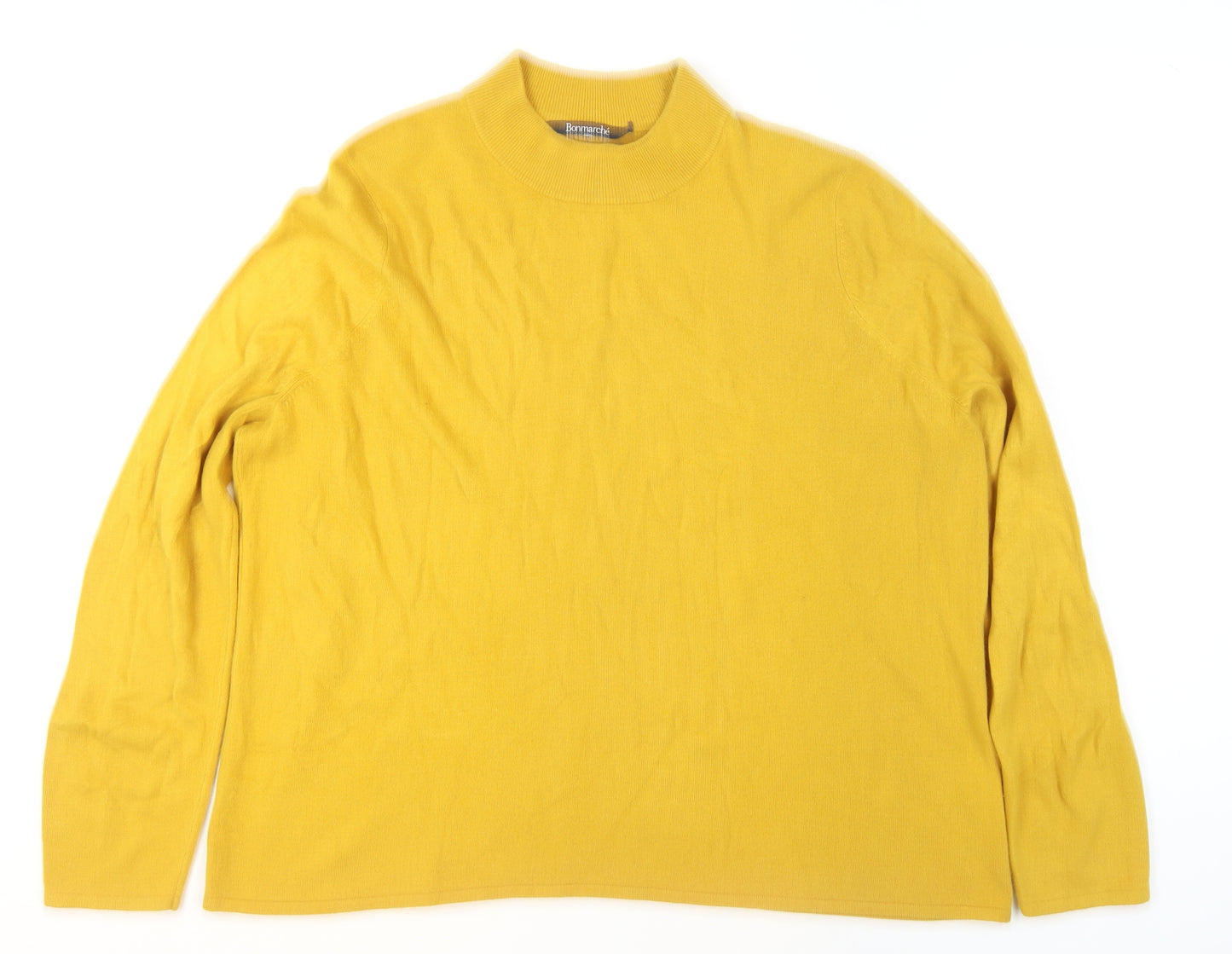 Bonmarche Women Yellow Acrylic Mock Neck Pullover Jumper Size 24/26