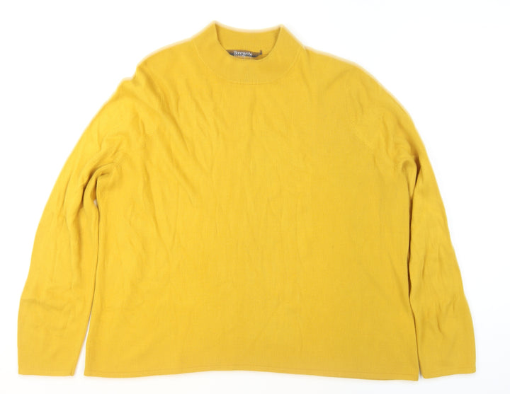 Bonmarche Women Yellow Acrylic Mock Neck Pullover Jumper Size 24/26