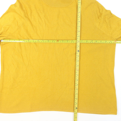 Bonmarche Women Yellow Acrylic Mock Neck Pullover Jumper Size 24/26