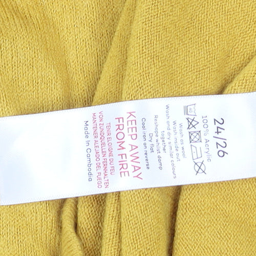 Bonmarche Women Yellow Acrylic Mock Neck Pullover Jumper Size 24/26