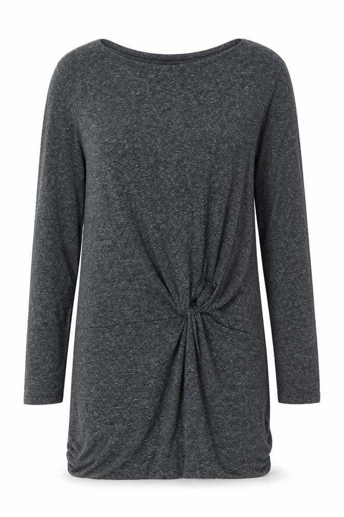 Front view of Jacqueline de Yong Women's Grey Long Sleeve Shift Dress, size S