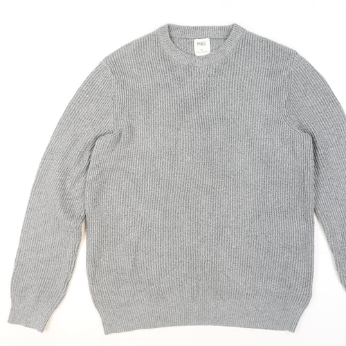 Marks and Spencer Women Grey Chunky-Knit Wool Blend Jumper XL