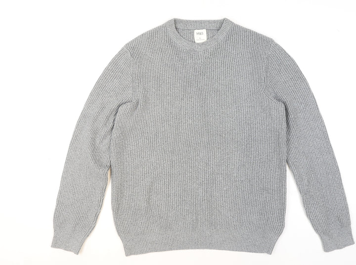 Marks and Spencer Women Grey Chunky-Knit Wool Blend Jumper XL