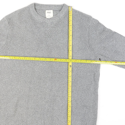 Marks and Spencer Women Grey Chunky-Knit Wool Blend Jumper XL