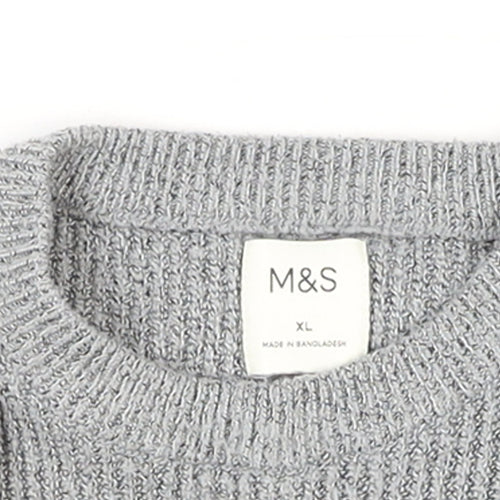 Marks and Spencer Women Grey Chunky-Knit Wool Blend Jumper XL