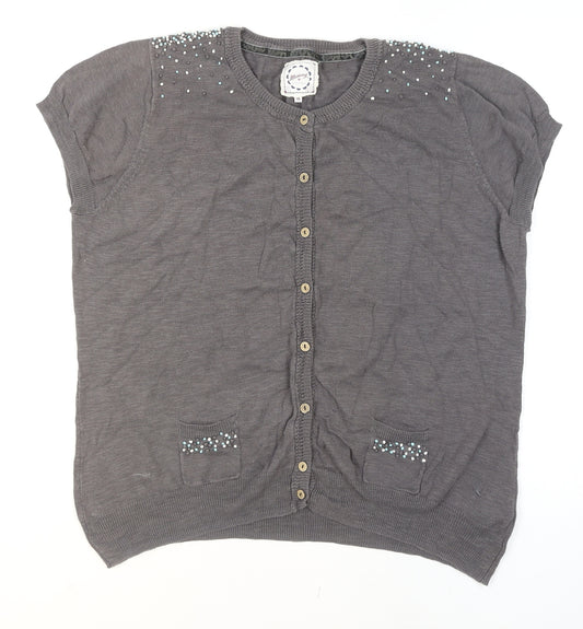Marianray Women’s Grey Cotton Beaded Button Blouse Size 18