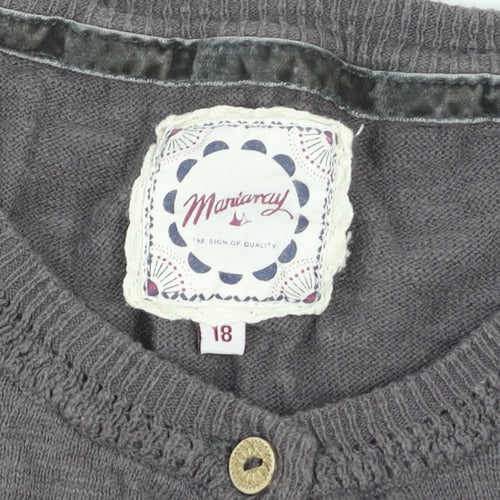 Marianray Women’s Grey Cotton Beaded Button Blouse Size 18