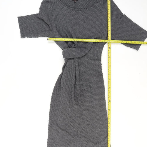 Phase Eight Women Grey Size 16 Sheath Twist Front Knit Dress
