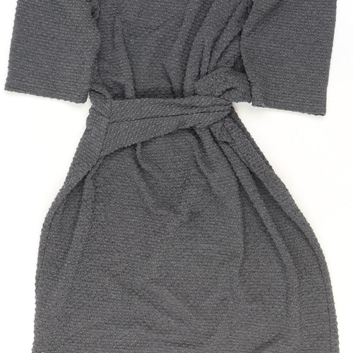 Phase Eight Women Grey Size 16 Sheath Twist Front Knit Dress