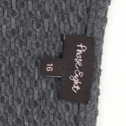 Phase Eight Women Grey Size 16 Sheath Twist Front Knit Dress