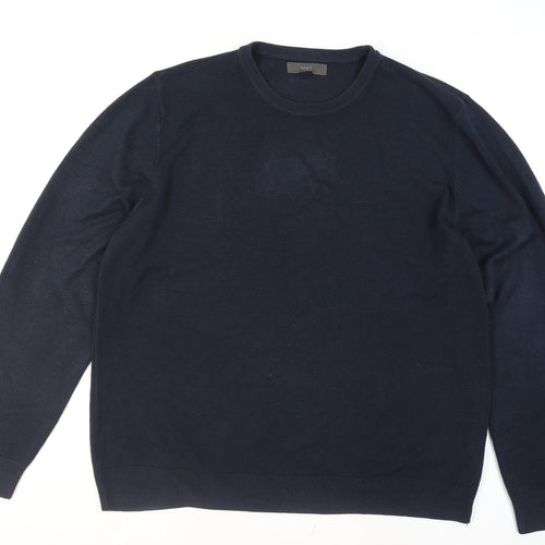Marks and Spencer Men's Blue L Crew Neck Cotton Blend Jumper