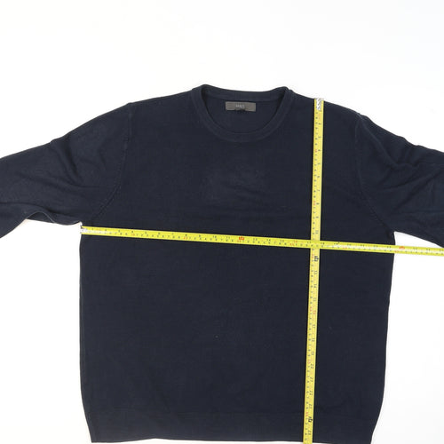 Marks and Spencer Men's Blue L Crew Neck Cotton Blend Jumper