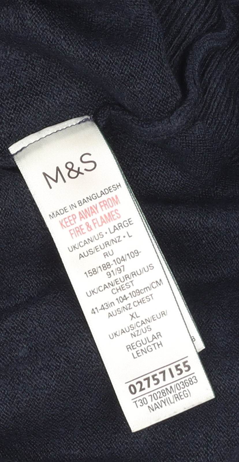 Marks and Spencer Men's Blue L Crew Neck Cotton Blend Jumper
