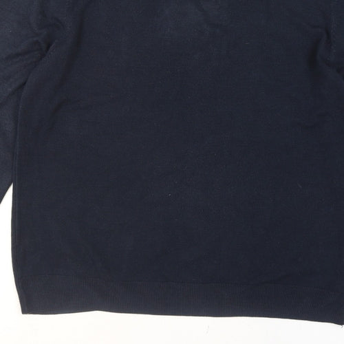 Marks and Spencer Men's Blue L Crew Neck Cotton Blend Jumper