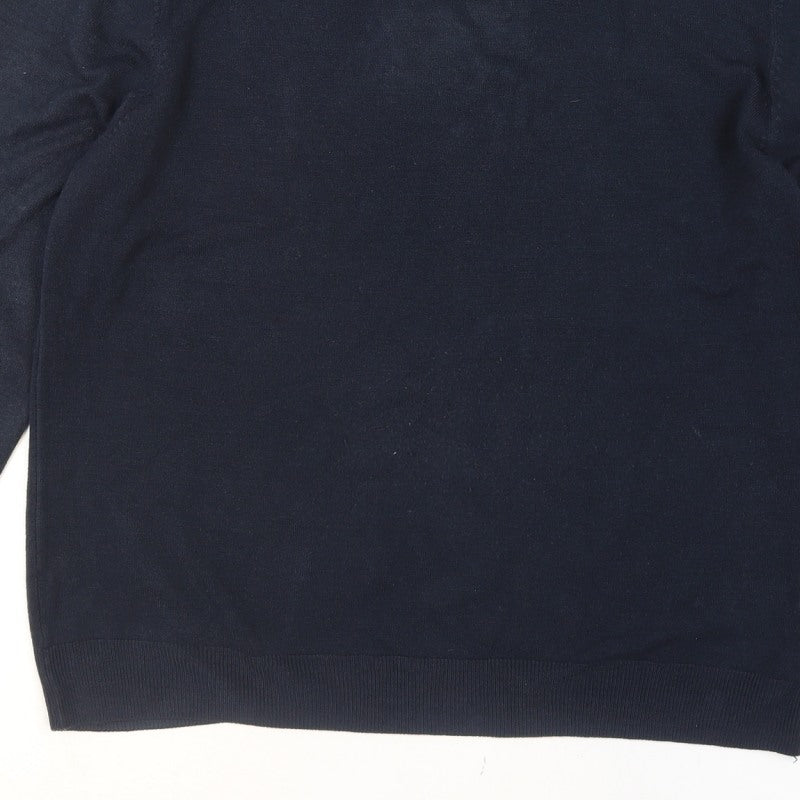Marks and Spencer Men's Blue L Crew Neck Cotton Blend Jumper