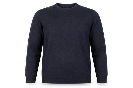 Marks and Spencer Men's Blue L Crew Neck Cotton Blend Jumper