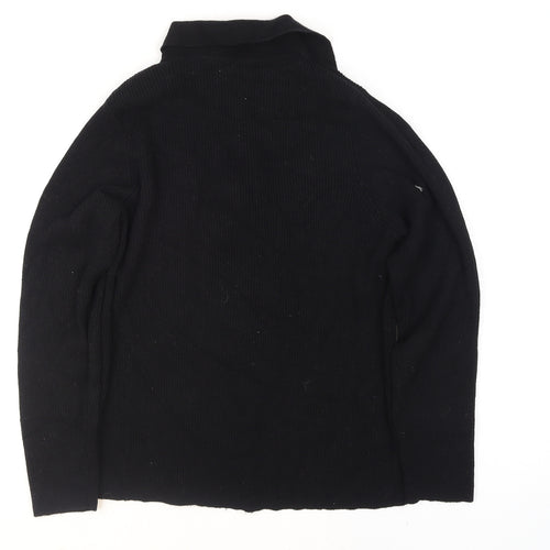 Tu Women Black Collared Henley Knit Jumper Size 16