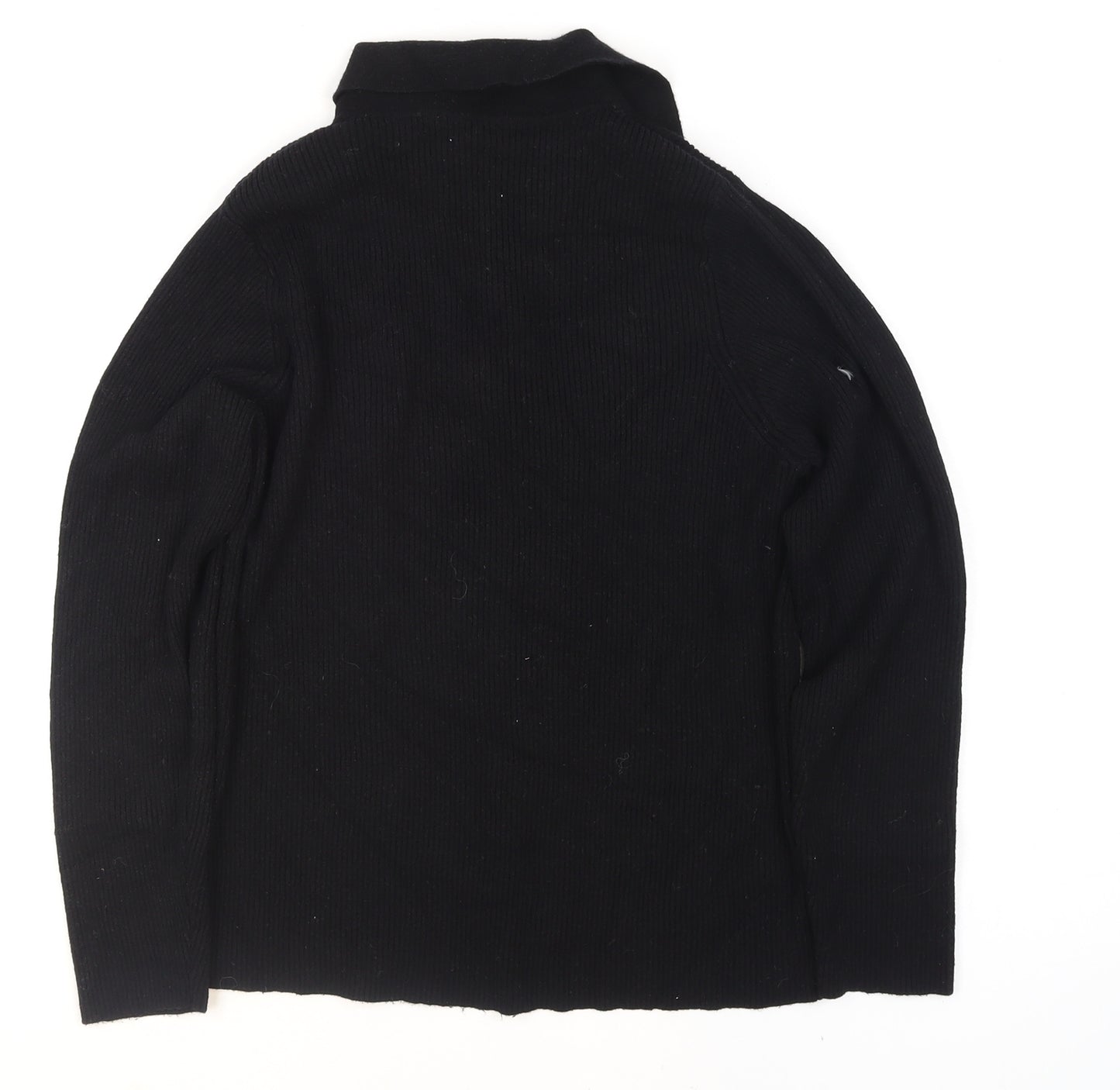 Tu Women Black Collared Henley Knit Jumper Size 16