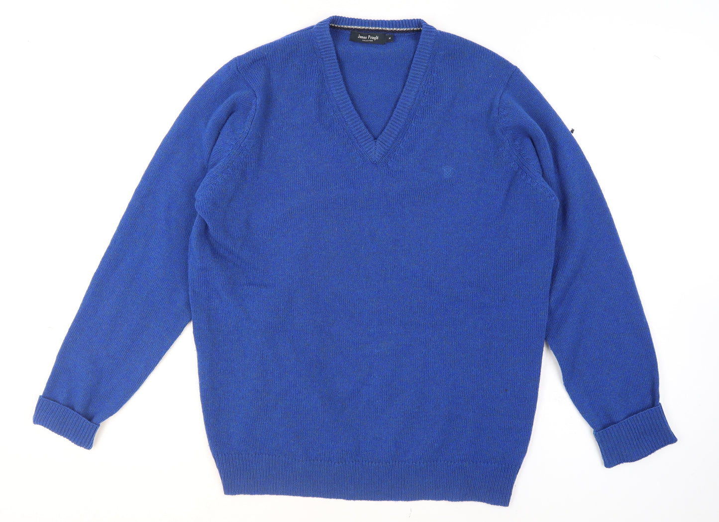 James Pringle Men's Blue Wool V-Neck Pullover Jumper M