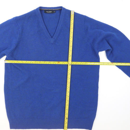 James Pringle Men's Blue Wool V-Neck Pullover Jumper M