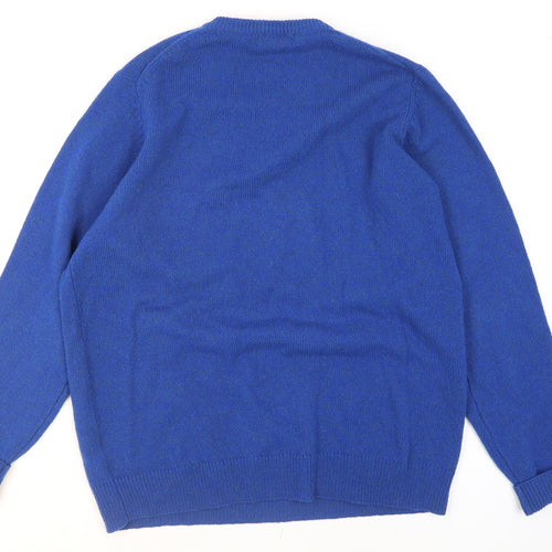 James Pringle Men's Blue Wool V-Neck Pullover Jumper M