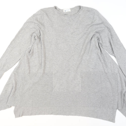 Anamor Women Grey Relaxed Fit Knit Long Sleeve Pullover Jumper M